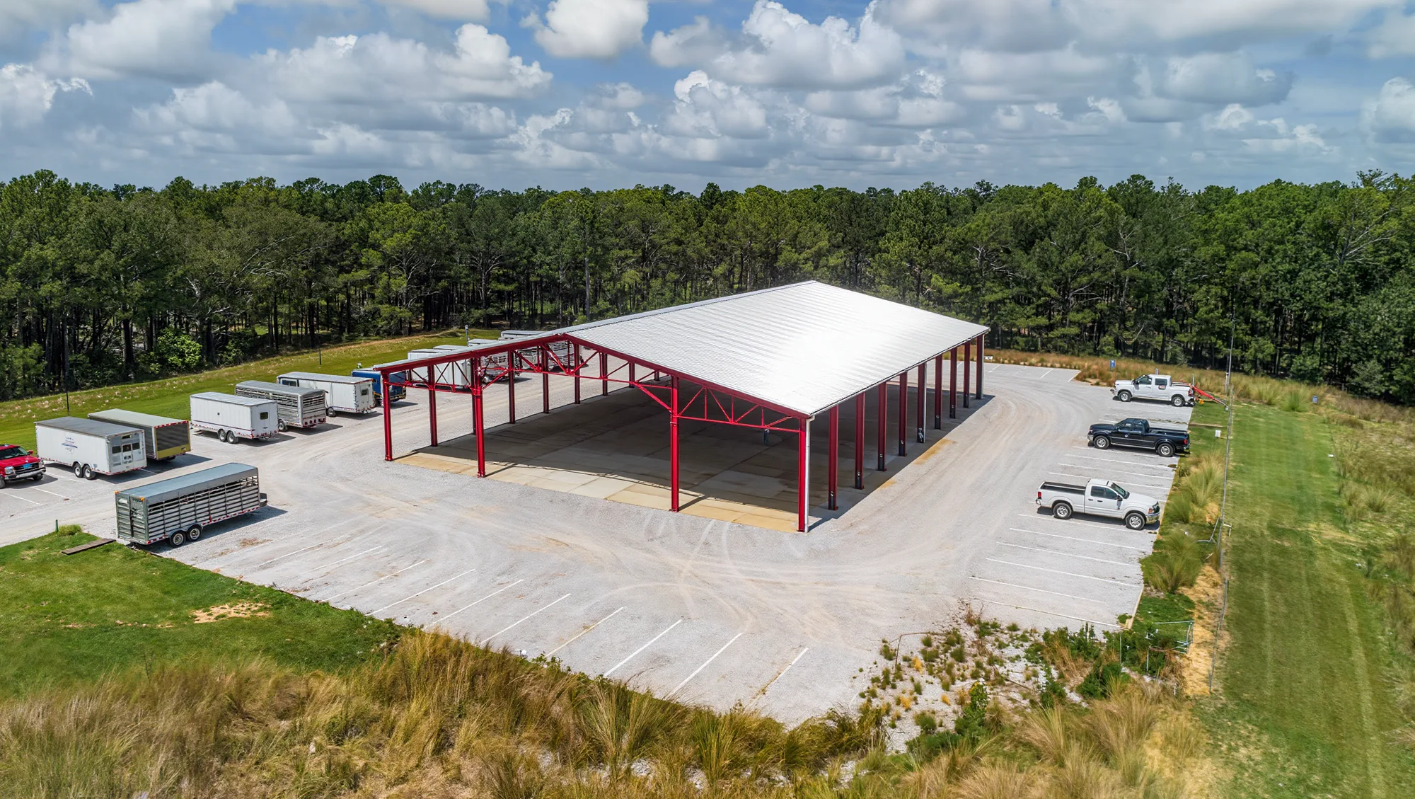 Reference example of the Expo Center grounds and parking at scale, a generated placeholder showing the photo we want, not the actual Sabine County Expo Center.
